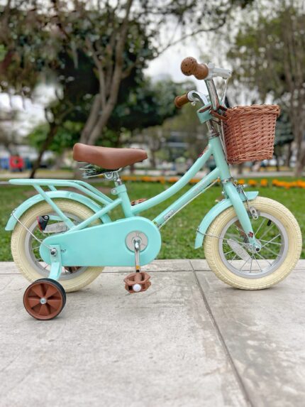 Bicicleta para niñas con rueditas de aprendizaje Stitch Aro 12 Color Verde Agua